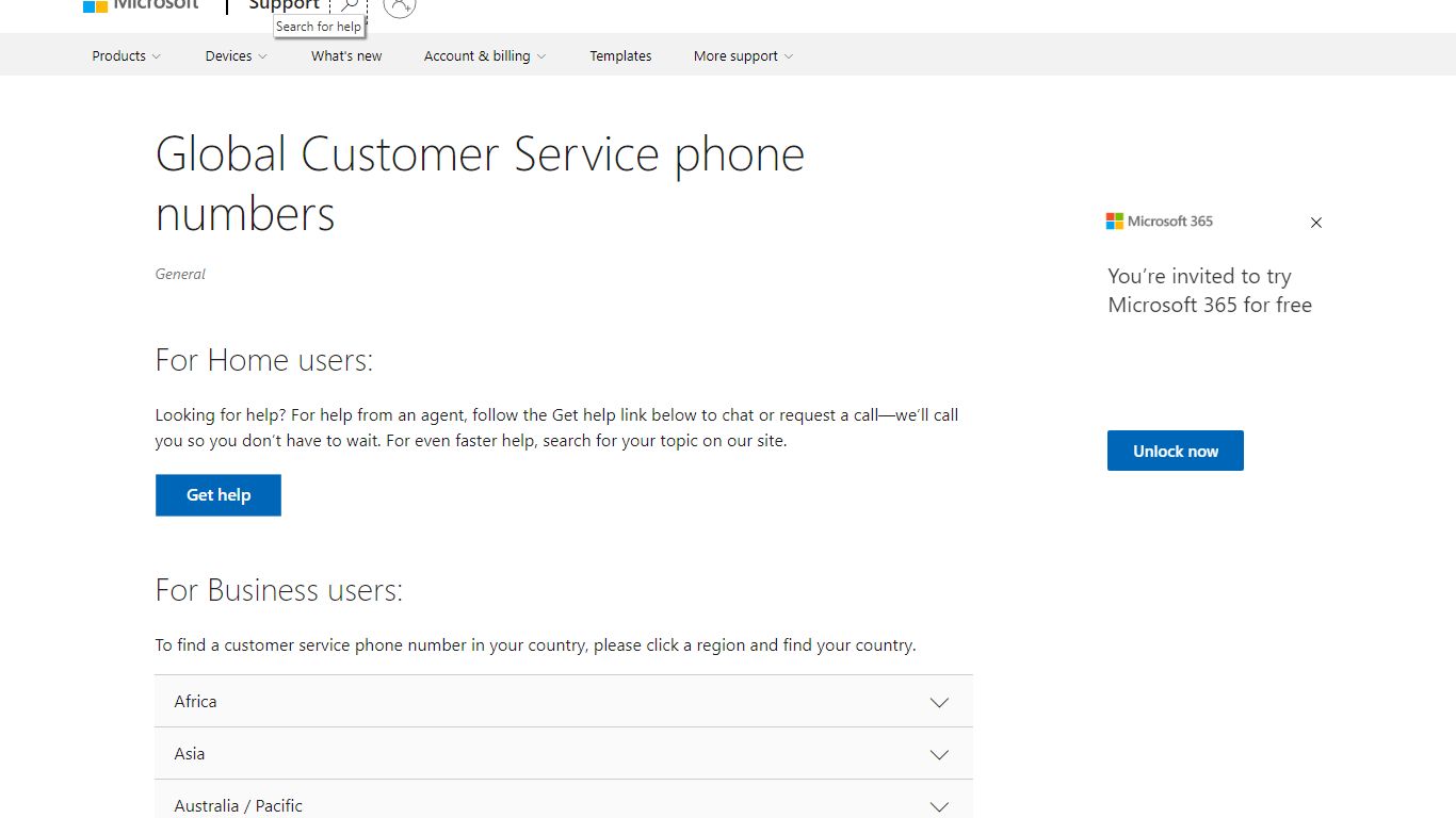 Global Customer Service phone numbers - support.microsoft.com